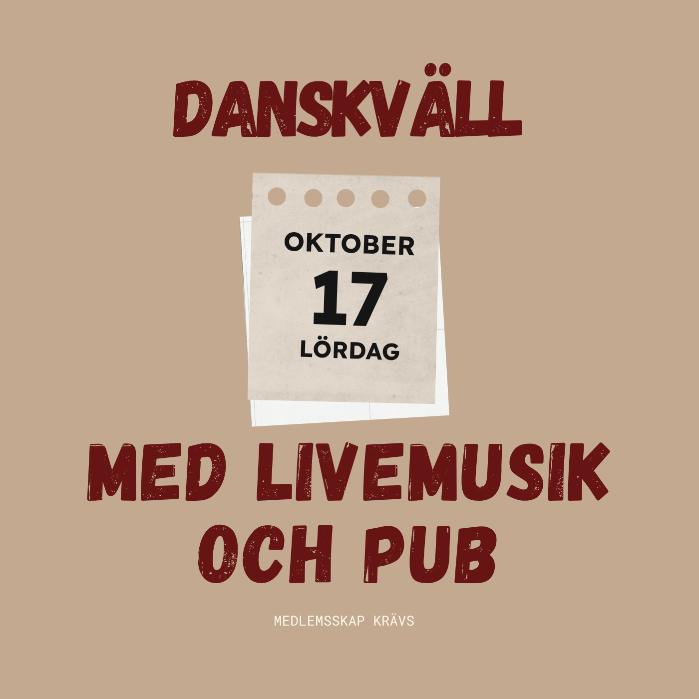 Danskväll med livemusik & pub